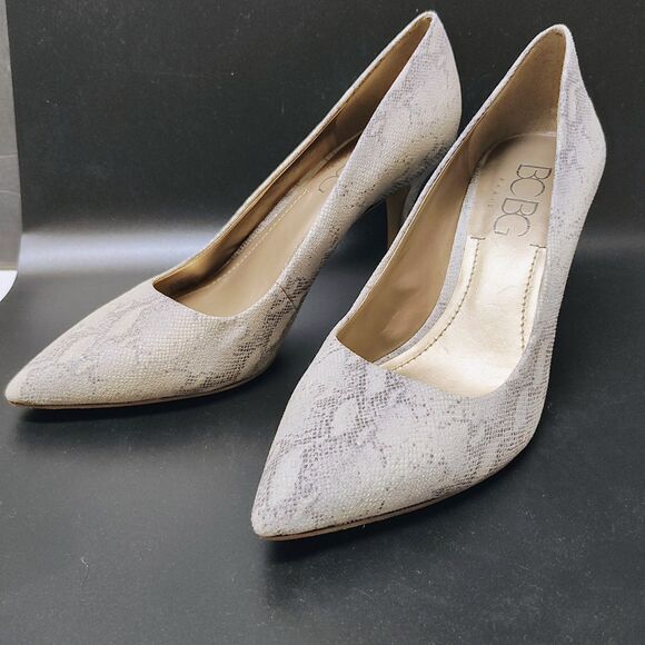 BCBG NEUTRAL Snake Skin Pumps Size 8.5 - BEAUTIFUL - Ivory Tan - Approx 4" heel - Picture 3 of 12